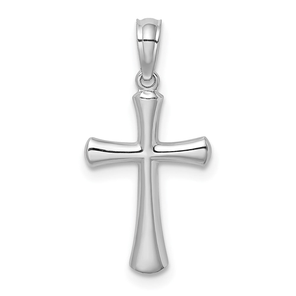 10k White Gold 10 mm  Polished Beveled Cross w/ Round Tips Charm