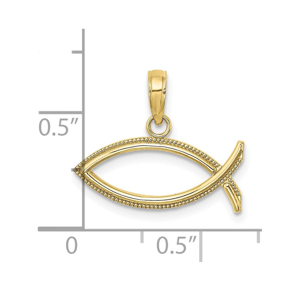 10k Yellow Gold 21 mm Ichthus Charm (0.69 grams)