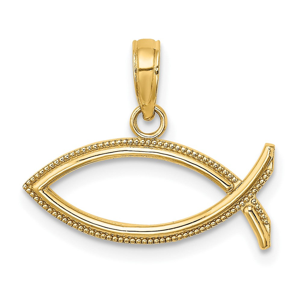 10k Yellow Gold 21 mm Ichthus Charm (0.69 grams)