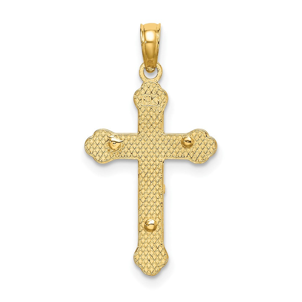 10k Yellow Gold 14 mm Inri Jesus Crucifix W/ Scroll Tips Charm (0.77 grams)