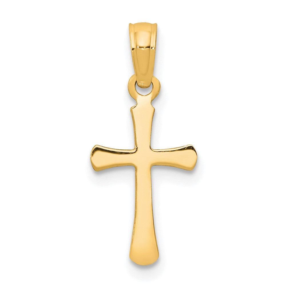 10k Yellow Gold 9 mm Polished Beveled Cross w/ Round tips Charm (0.3 grams)