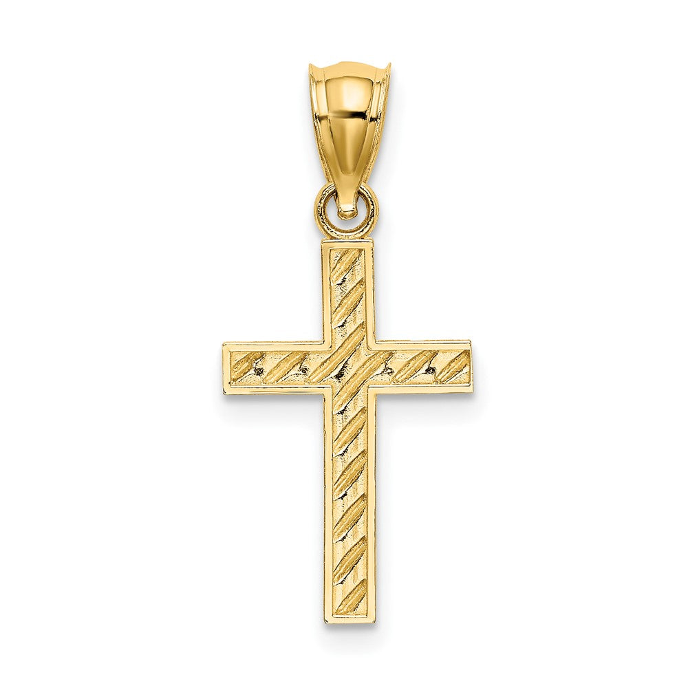 10k Yellow Gold 11.5 mm Beaded and Polished Cross Charm (0.58 grams)