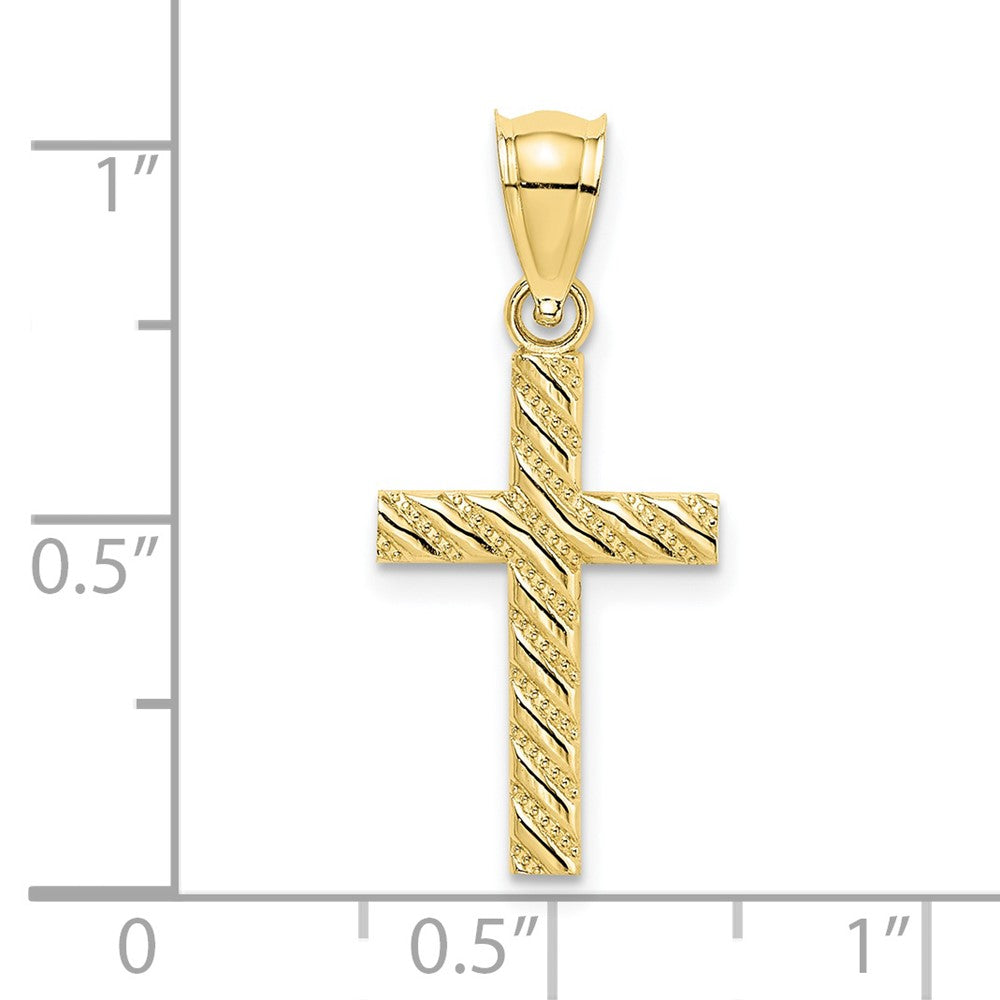 10k Yellow Gold 11.5 mm Beaded and Polished Cross Charm (0.58 grams)