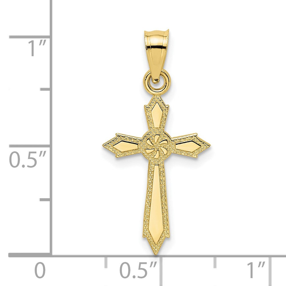 10k Yellow Gold 12 mm w/ Engraved Edges Cross Charm (0.52 grams)