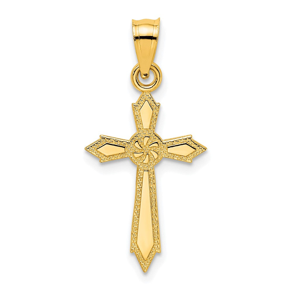 10k Yellow Gold 12 mm w/ Engraved Edges Cross Charm (0.52 grams)