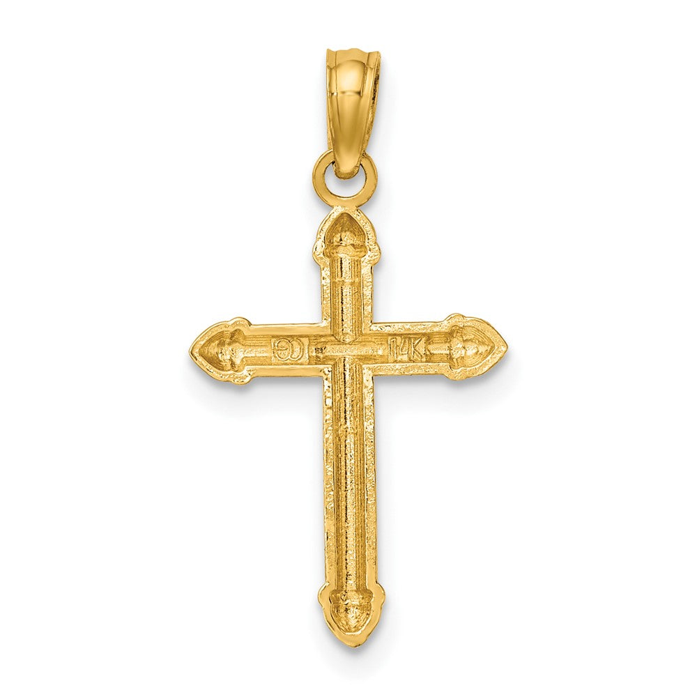 10k Yellow Gold 12 mm Polished w/ Scroll Design Cross Charm (0.63 grams)