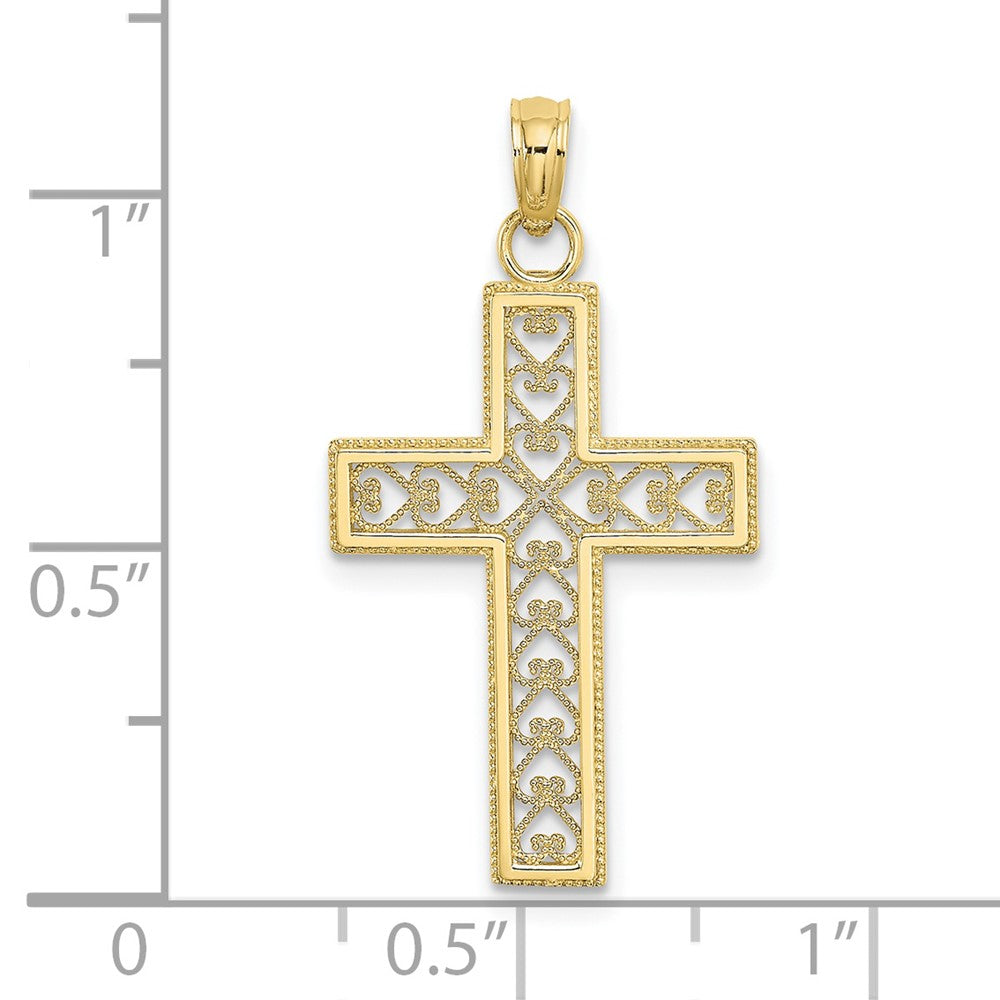 10k Yellow Gold 15.25 mm D/C Filigree Cross Pendant (0.93 grams)