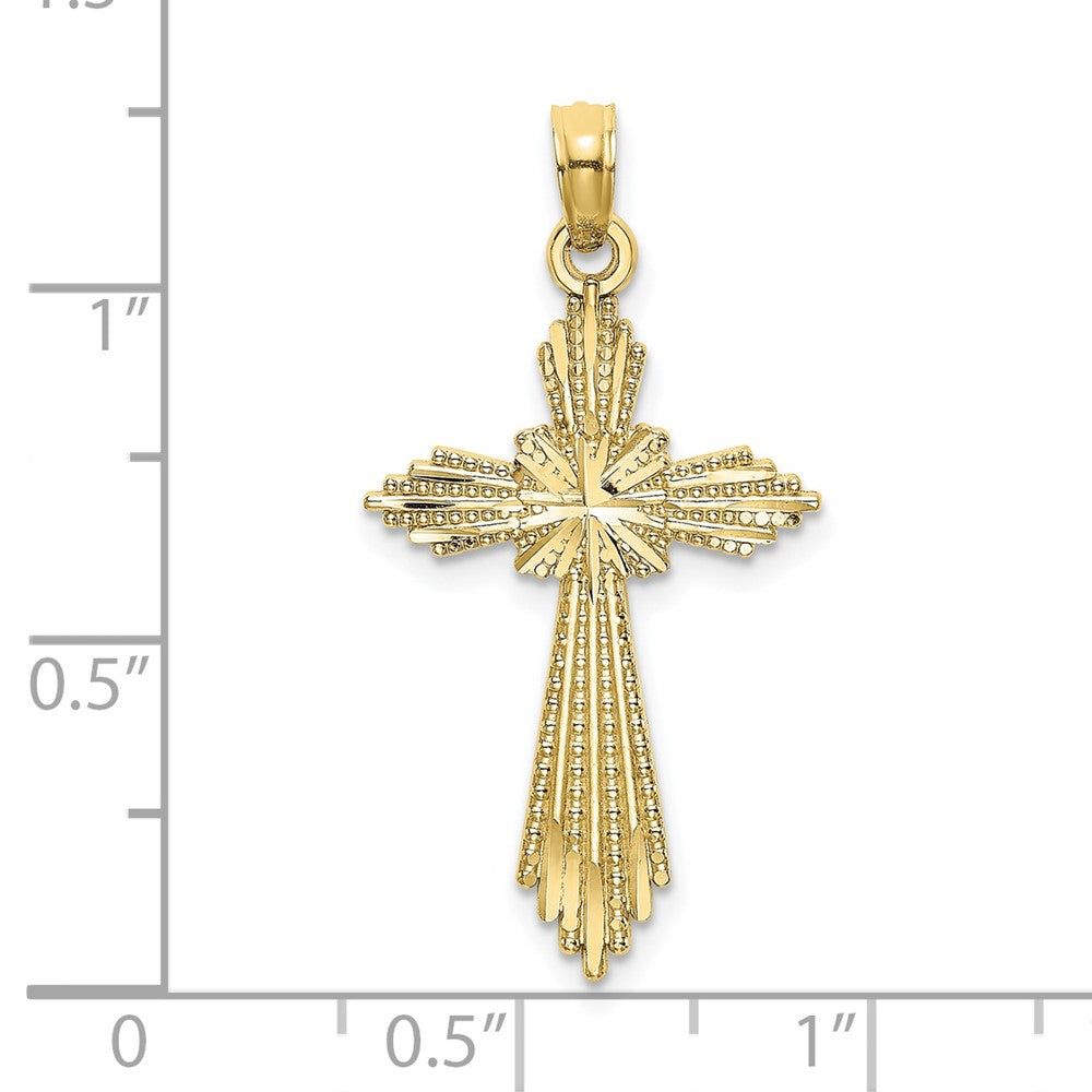 10k Yellow Gold 16 mm Fancy D/C Cross Charm (0.8 grams)