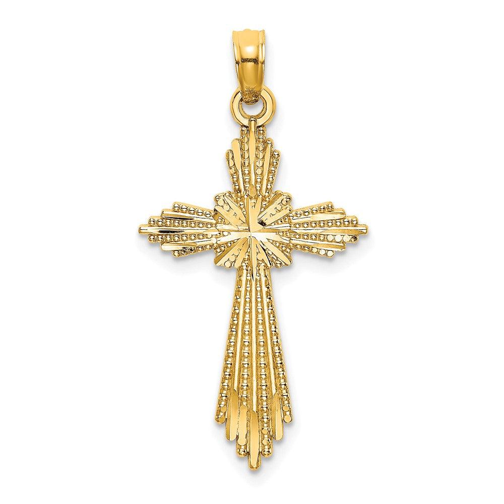 10k Yellow Gold 16 mm Fancy D/C Cross Charm (0.8 grams)