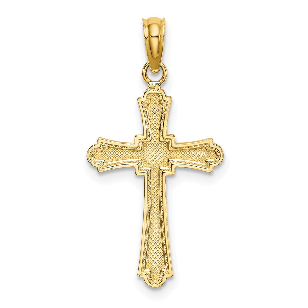 10k Yellow Gold 14 mm D/C Striped Cross Charm (0.78 grams)