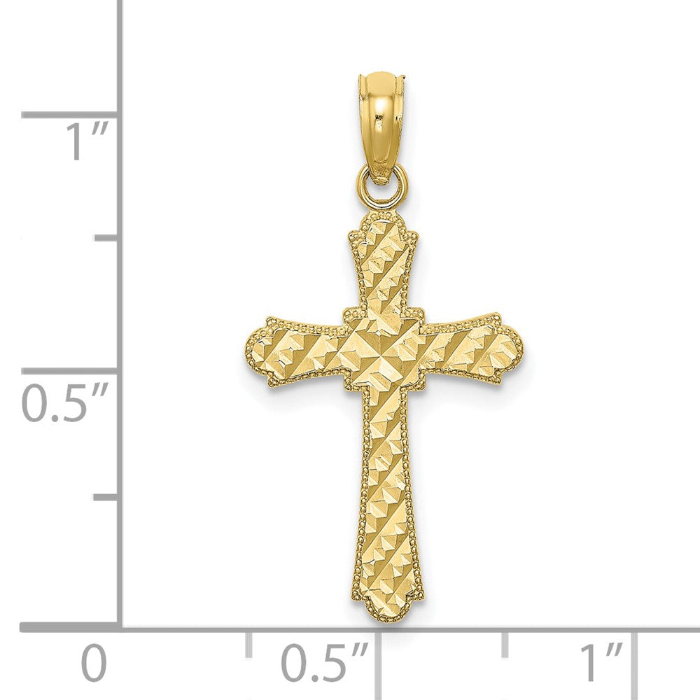 10k Yellow Gold 14 mm D/C Striped Cross Charm (0.78 grams)