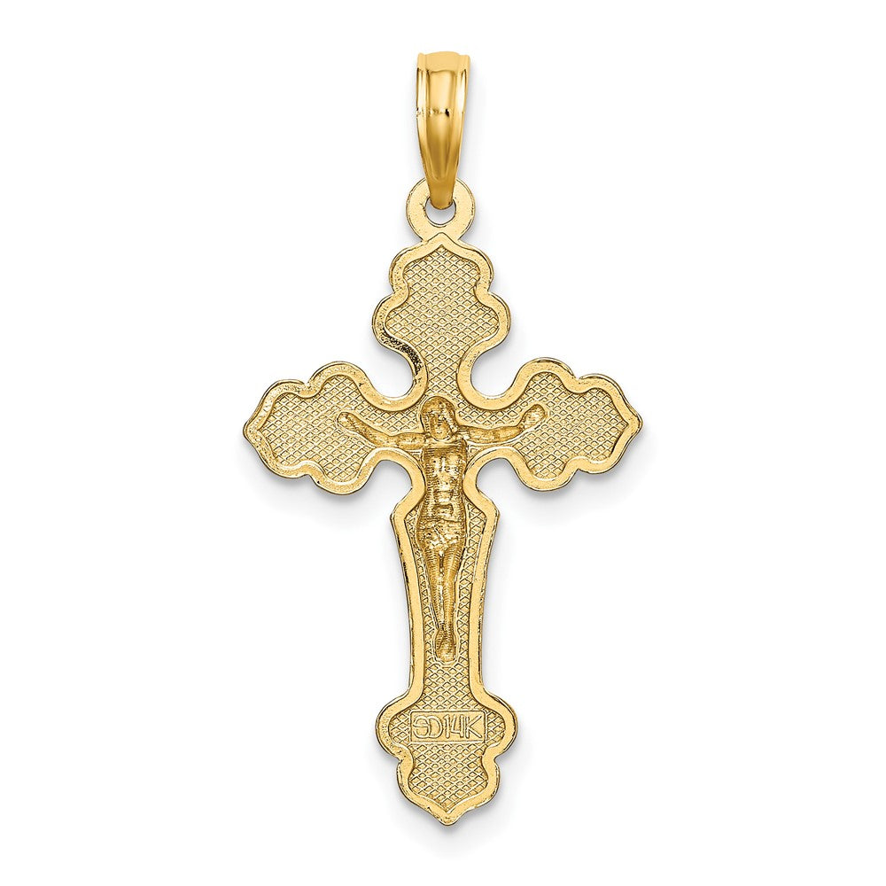 10k Yellow Gold 16 mm Jesus Crucifix W/ Fancy Tips Charm (0.96 grams)