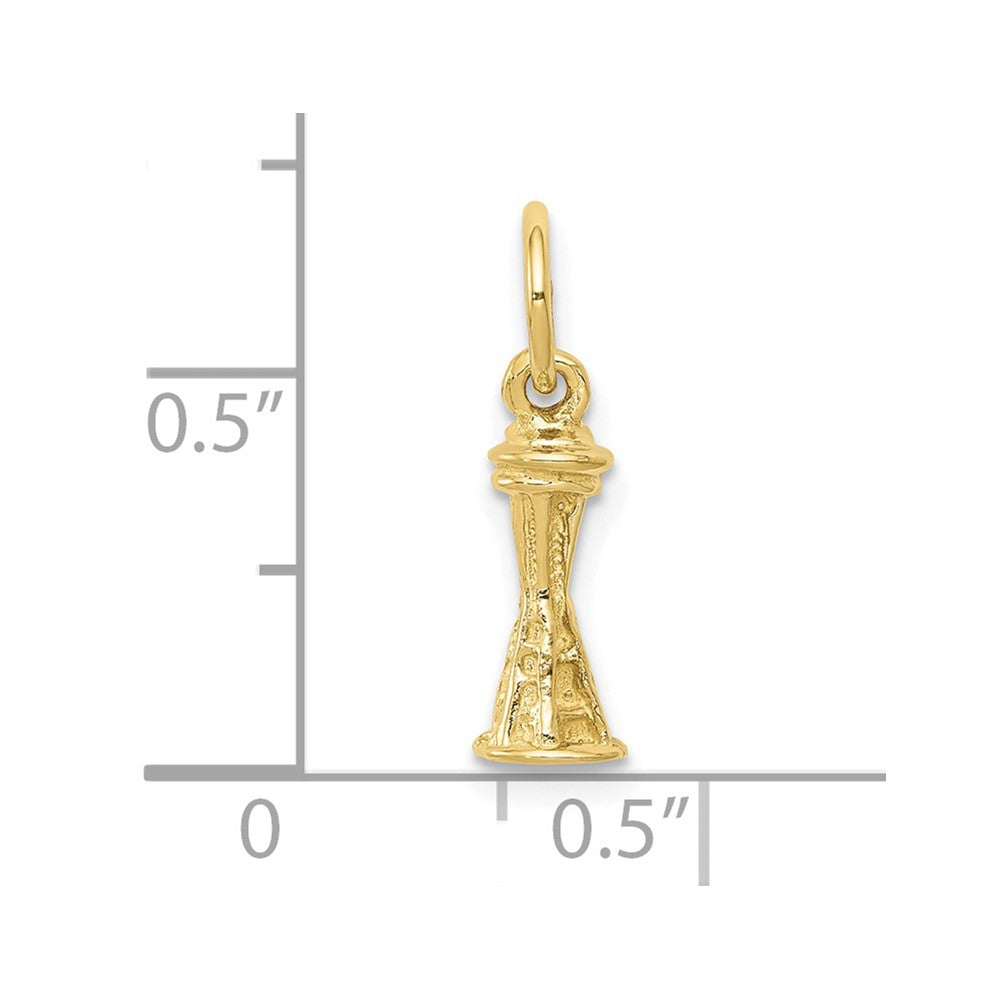 10k Yellow Gold 5 mm Solid Polished 3-D Space Needle Charm (0.72 grams)