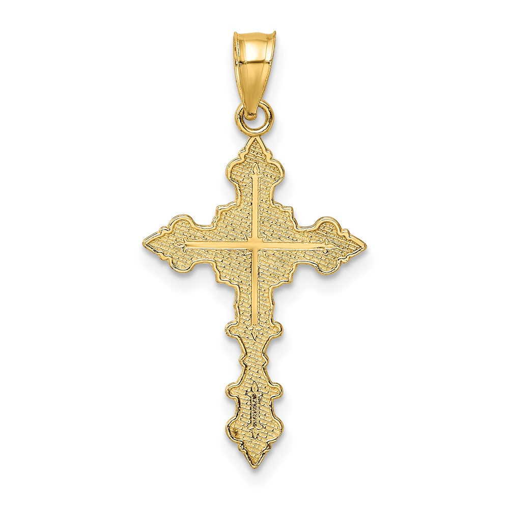 10k Yellow Gold 14.71 mm Jesus Crucifix W/ Fancy Edges Charm (0.89 grams)