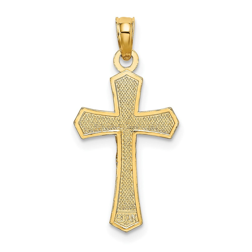 10k Yellow Gold 12 mm Jesus Crucifix W/ Beveled Edges Charm (0.72 grams)