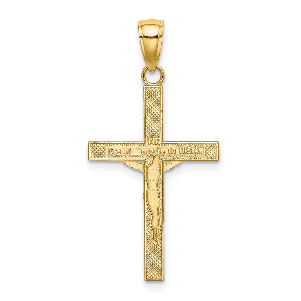 10k Yellow Gold 17 mm Polished and Textured Jesus Crucifix Charm (1 grams)