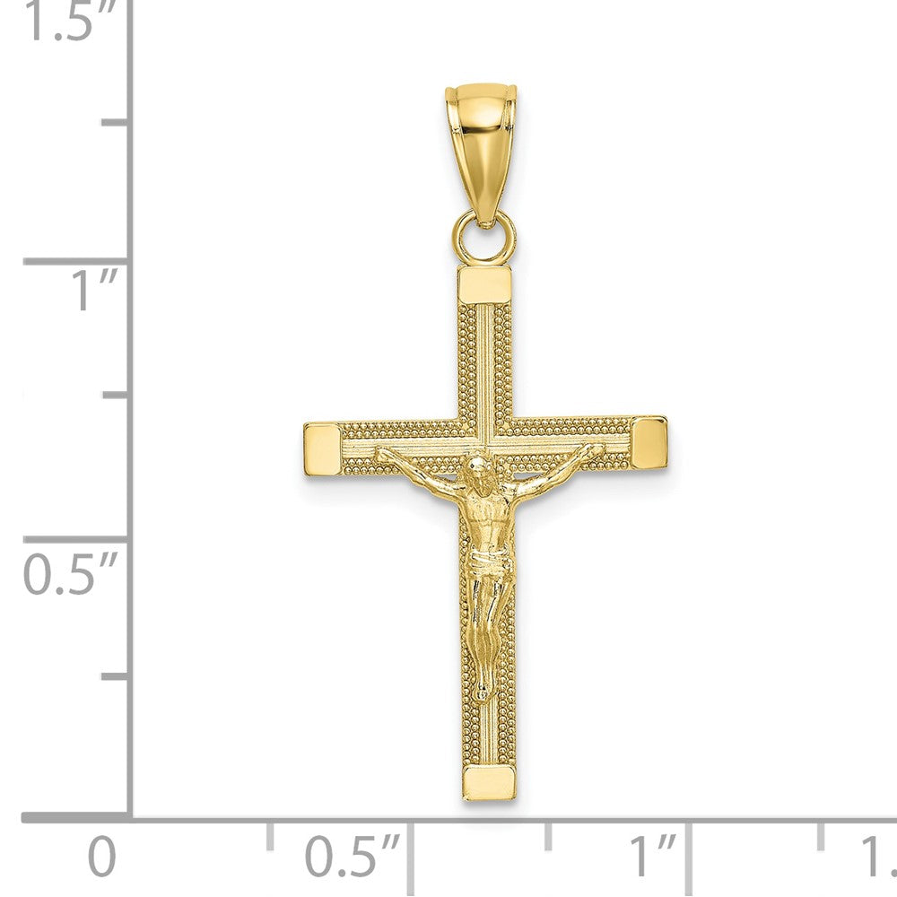 10k Yellow Gold 17 mm Polished and Textured Jesus Crucifix Charm (1 grams)