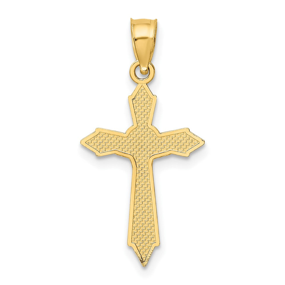 10k Yellow Gold 12.75 mm W/ Arrow Pointed Ends Jesus Crucifix Charm (0.56 grams)