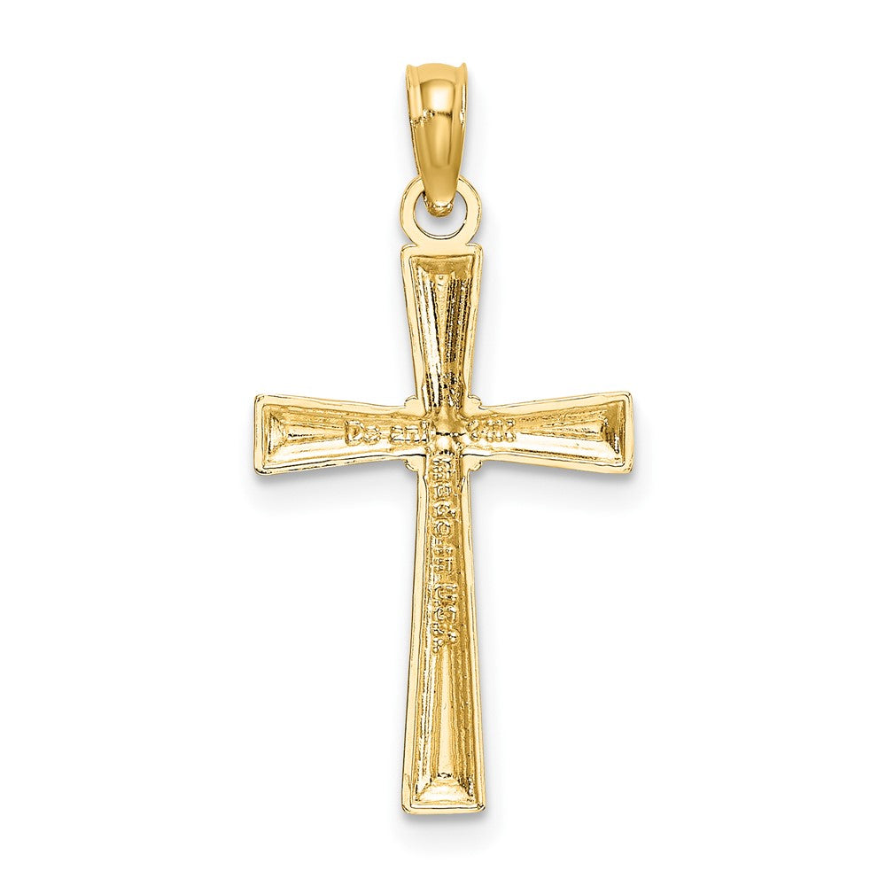 10k Yellow Gold 15 mm D/C Textured Cross Charm (0.7 grams)