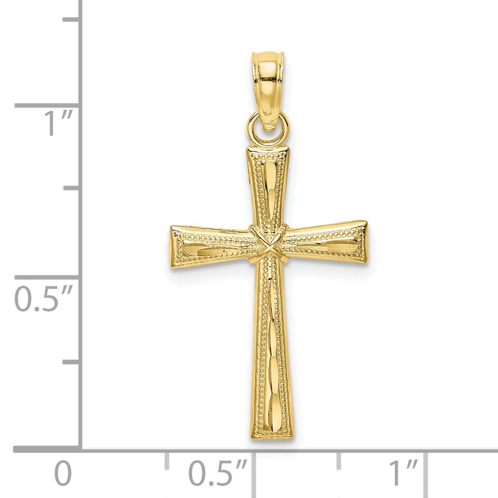 10k Yellow Gold 15 mm D/C Textured Cross Charm (0.7 grams)