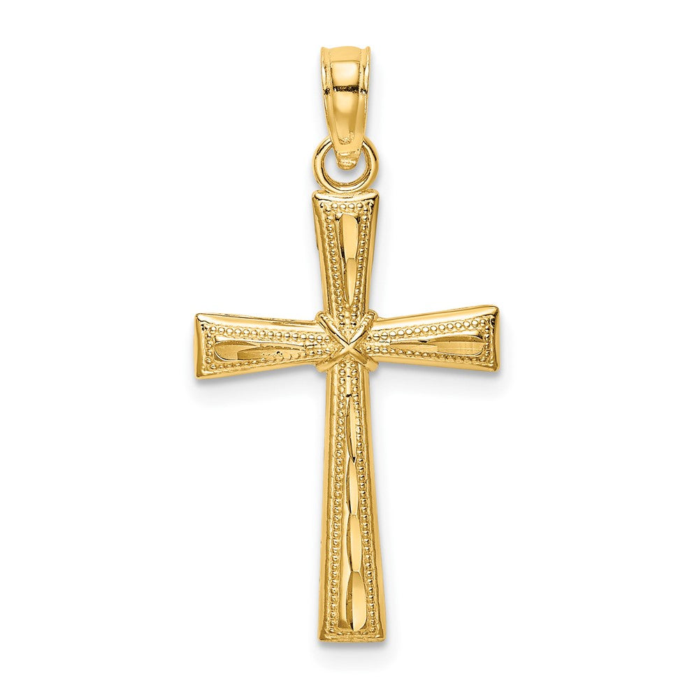 10k Yellow Gold 15 mm D/C Textured Cross Charm (0.7 grams)