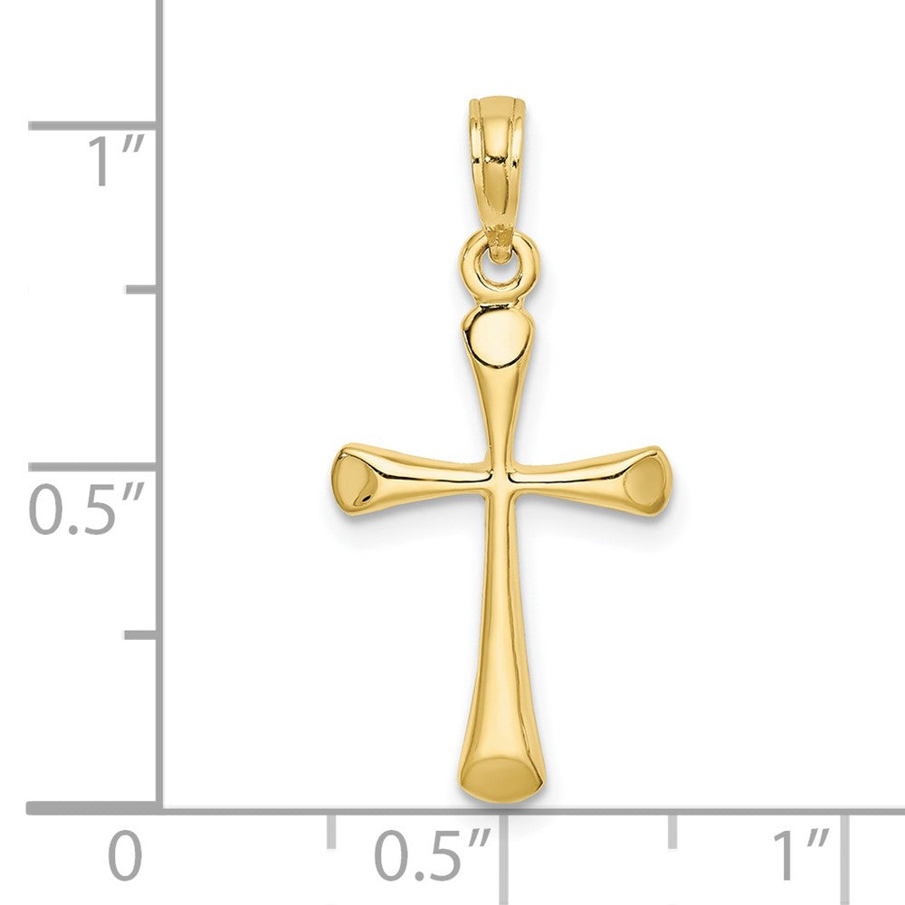 10k Yellow Gold 13 mm Polished Beveled Tip Cross Charm (0.63 grams)