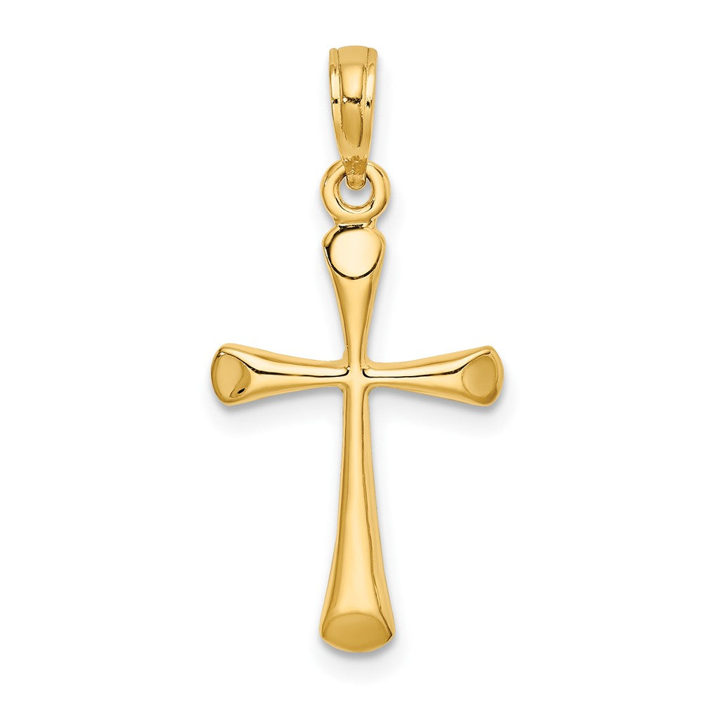 10k Yellow Gold 13 mm Polished Beveled Tip Cross Charm (0.63 grams)