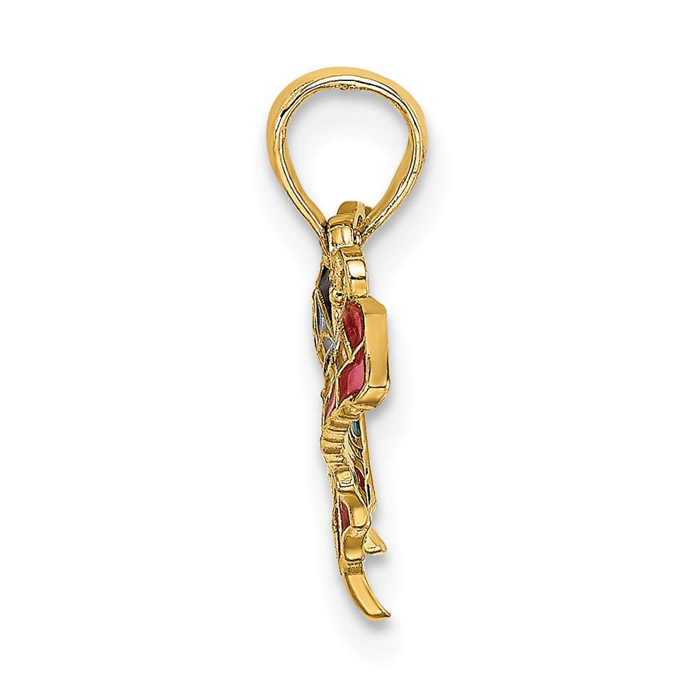 10k Yellow Gold 17.2 mm Small Enameled Blue and Red Butterfly Charm (0.6 grams)