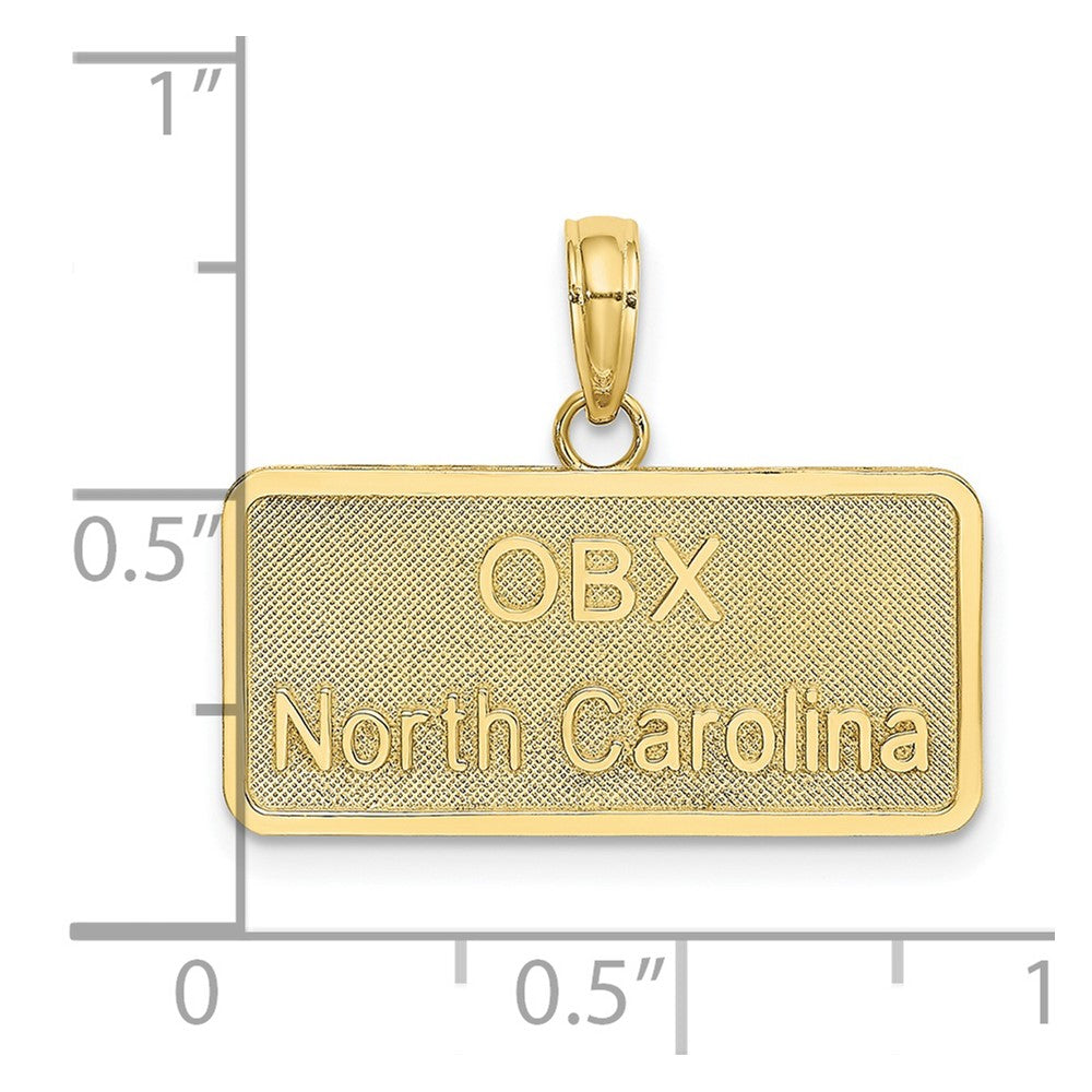 10k Yellow Gold 23.35 mm OBX NORTH CAROLINA License Plate Charm (2.17 grams)