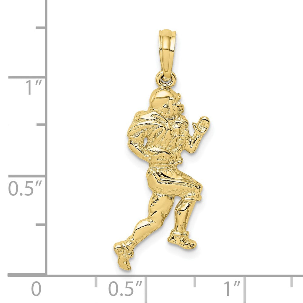 10k Yellow Gold 11.15 mm Polished Running Football Player Charm (1.83 grams)