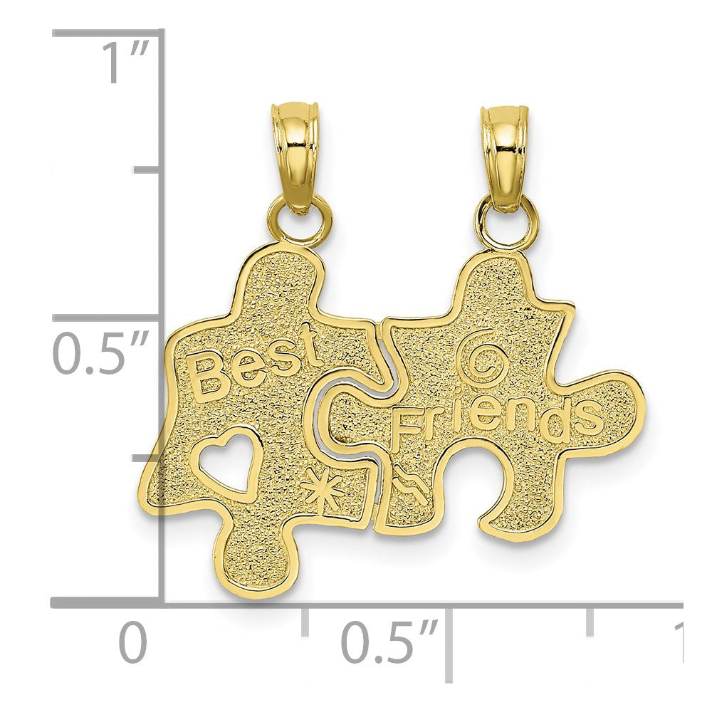 10k Yellow Gold 23.6 mm BEST FRIENDS Break-A-Part Puzzle Pieces Charm (1.41 grams)