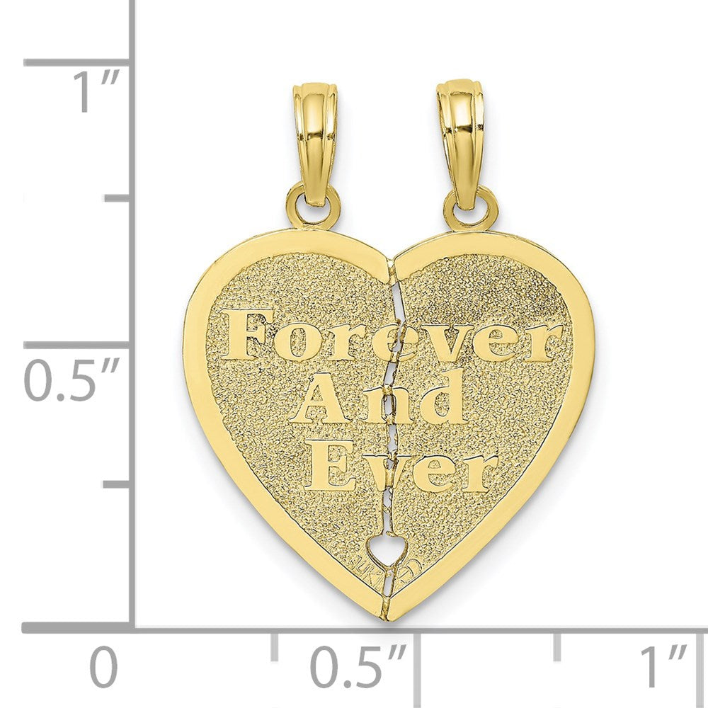 10k Yellow Gold 20.35 mm FOREVER AND EVER 2 Piece Break-A-Part Heart Charm (1.64 grams)