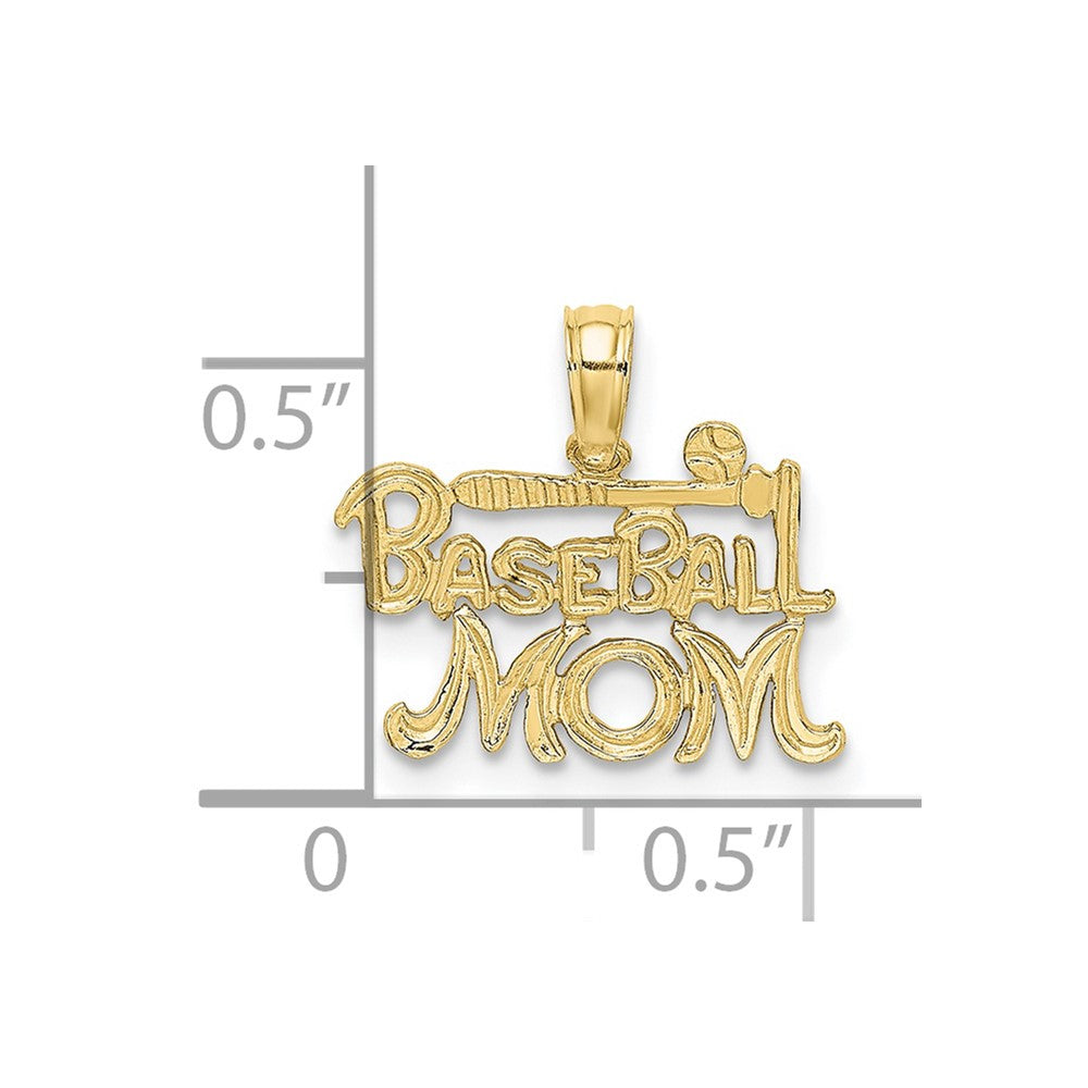 10k Yellow Gold 15.9 mm BASEBALL MOM Charm (0.5 grams)