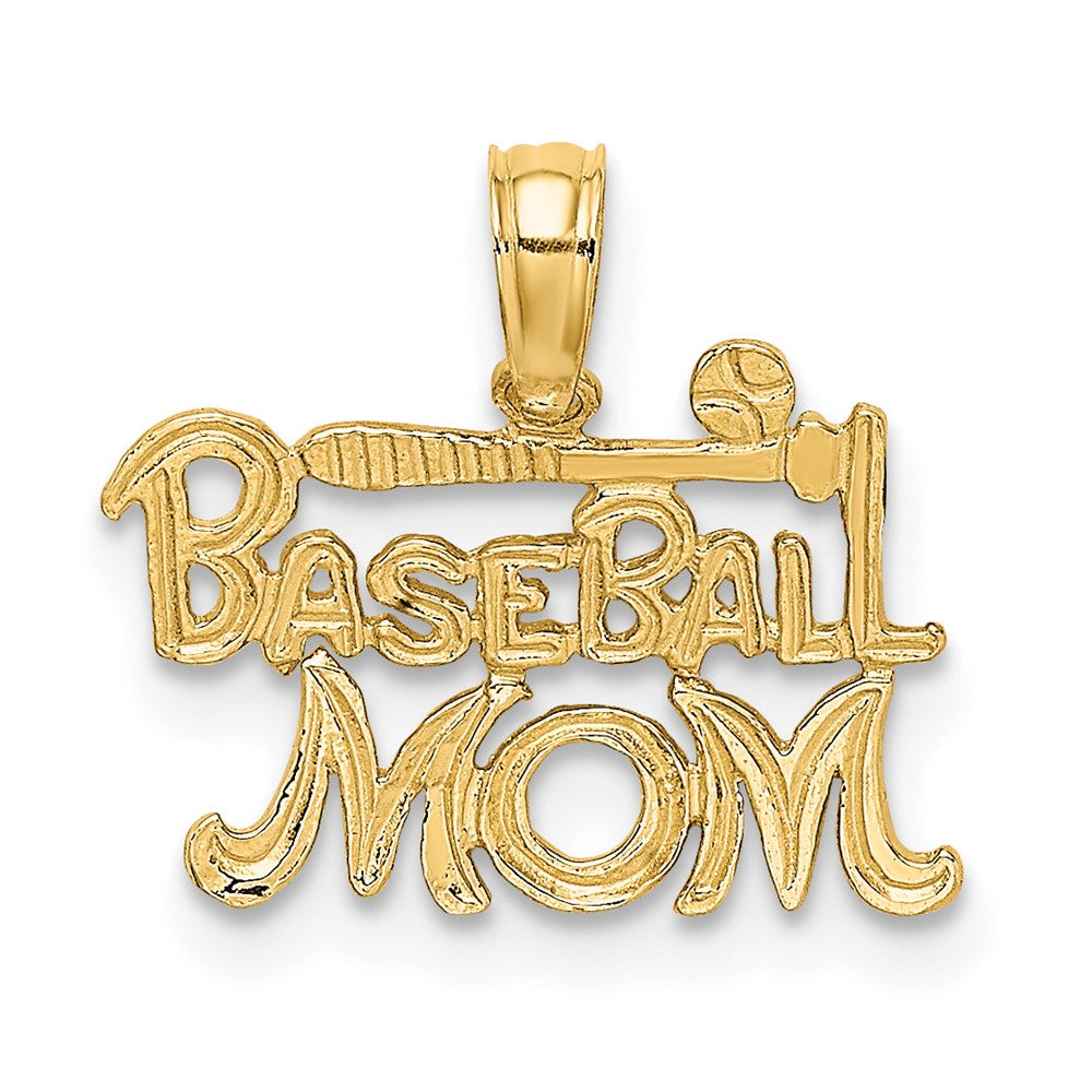 10k Yellow Gold 15.9 mm BASEBALL MOM Charm (0.5 grams)