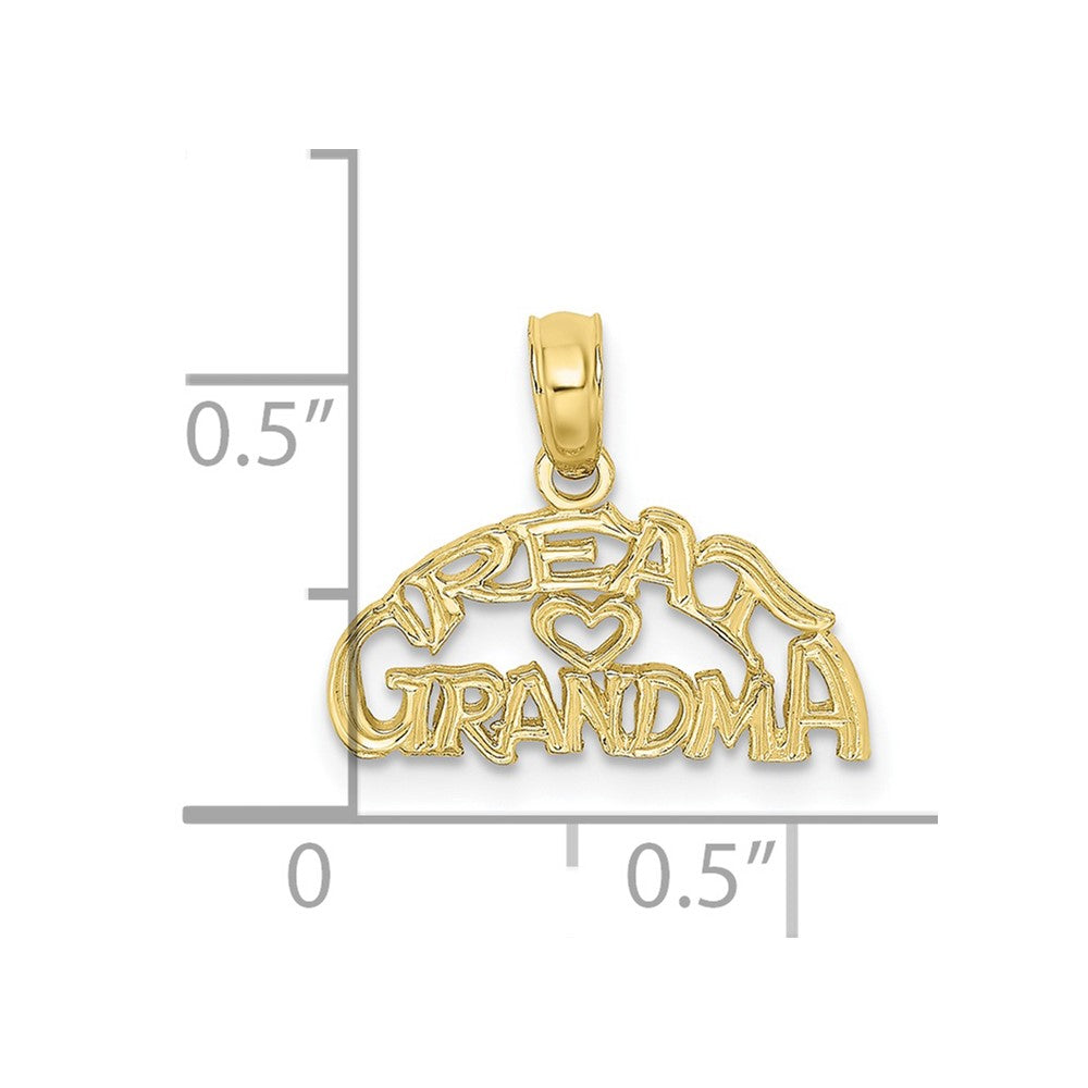 10k Yellow Gold 16.3 mm Block and Engraved GREAT GRANDMA Charm (0.53 grams)