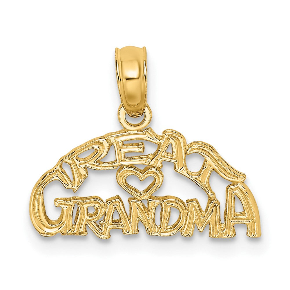 10k Yellow Gold 16.3 mm Block and Engraved GREAT GRANDMA Charm (0.53 grams)