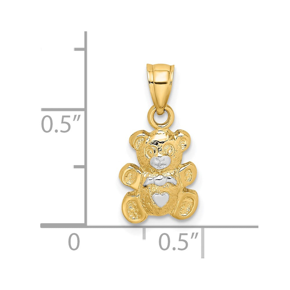 10k Yellow w/Rhodium 8.9 mm  Teddy Bear Charm (0.68 grams)