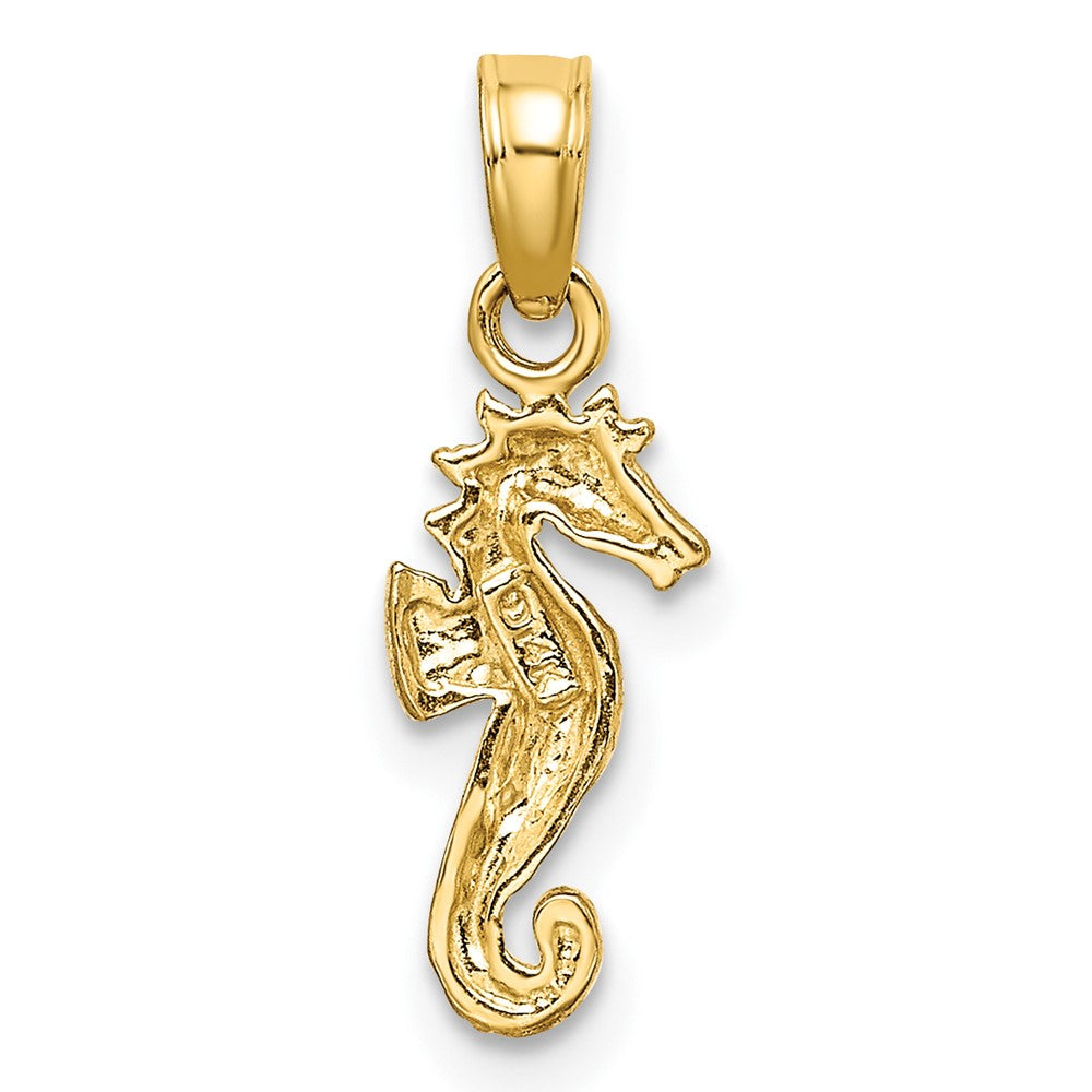10k Yellow w/Rhodium 6.3 mm  2-D Seahorse Charm (0.53 grams)