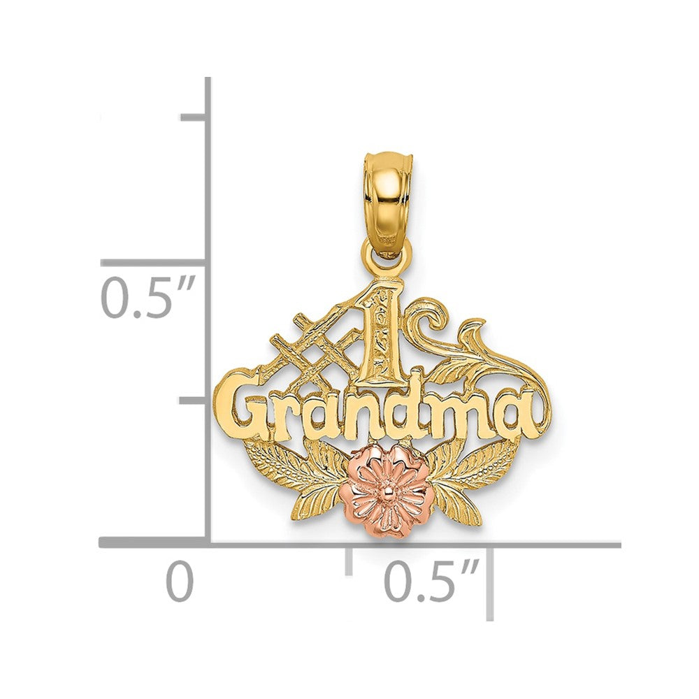 10k Two-tone 15.7 mm Two-Tone #1 GRANDMA W/ Flower Charm (0.88 grams)