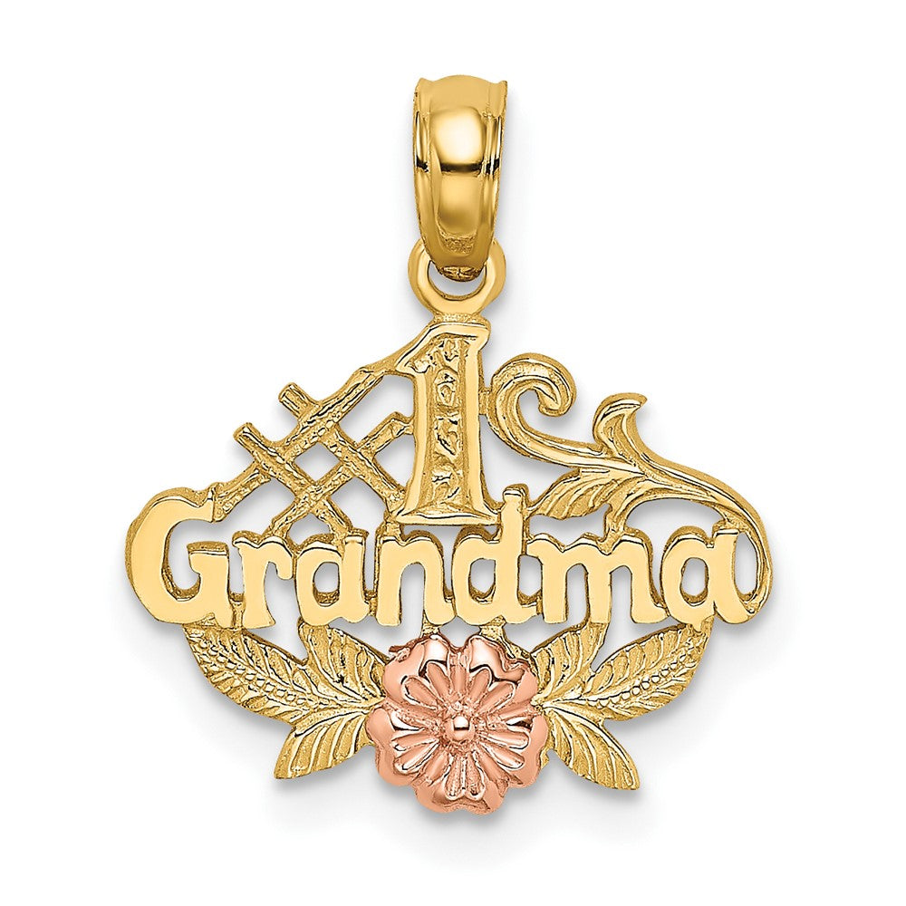 10k Two-tone 15.7 mm Two-Tone #1 GRANDMA W/ Flower Charm (0.88 grams)