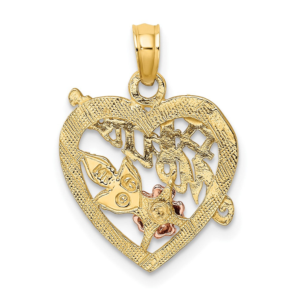 10k Two-tone 14.7 mm  #1 MOTHER Heart Charm (1.16 grams)