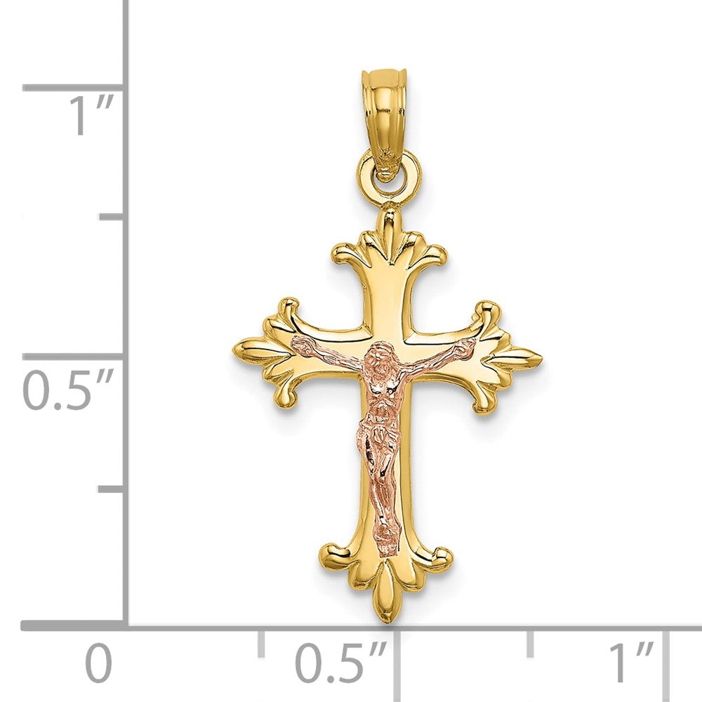 10k Two-tone 15 mm Two-Tone Jesus Crucifix Charm (0.82 grams)