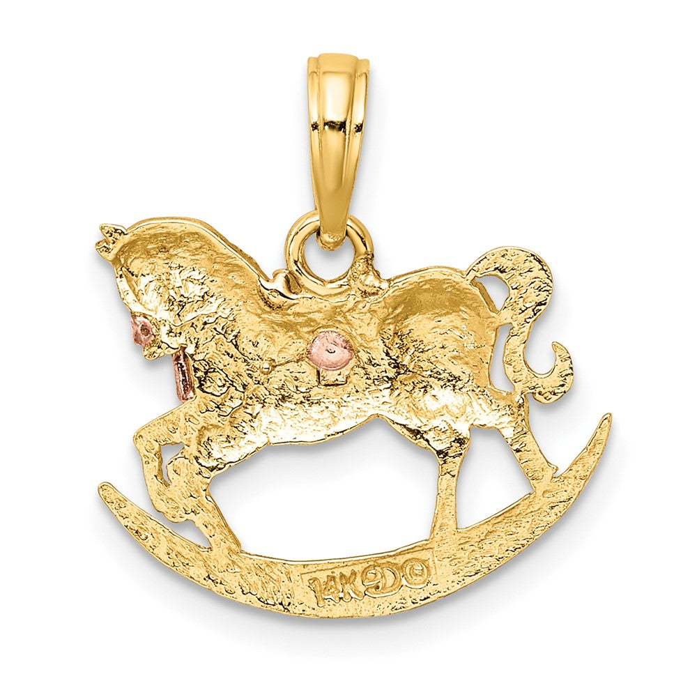 10k Two-tone 17.9 mm Two-Tone 2-D Rocking Horse w/ Saddle Charm (1.05 grams)