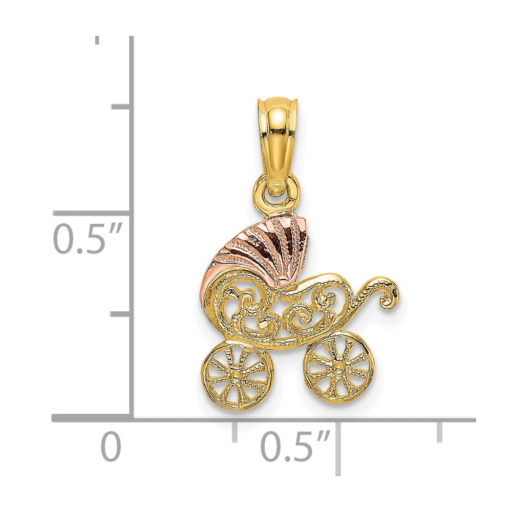 10k Two-tone 12.4 mm Two-Tone Baby Carriage w/ Visor Charm (0.66 grams)