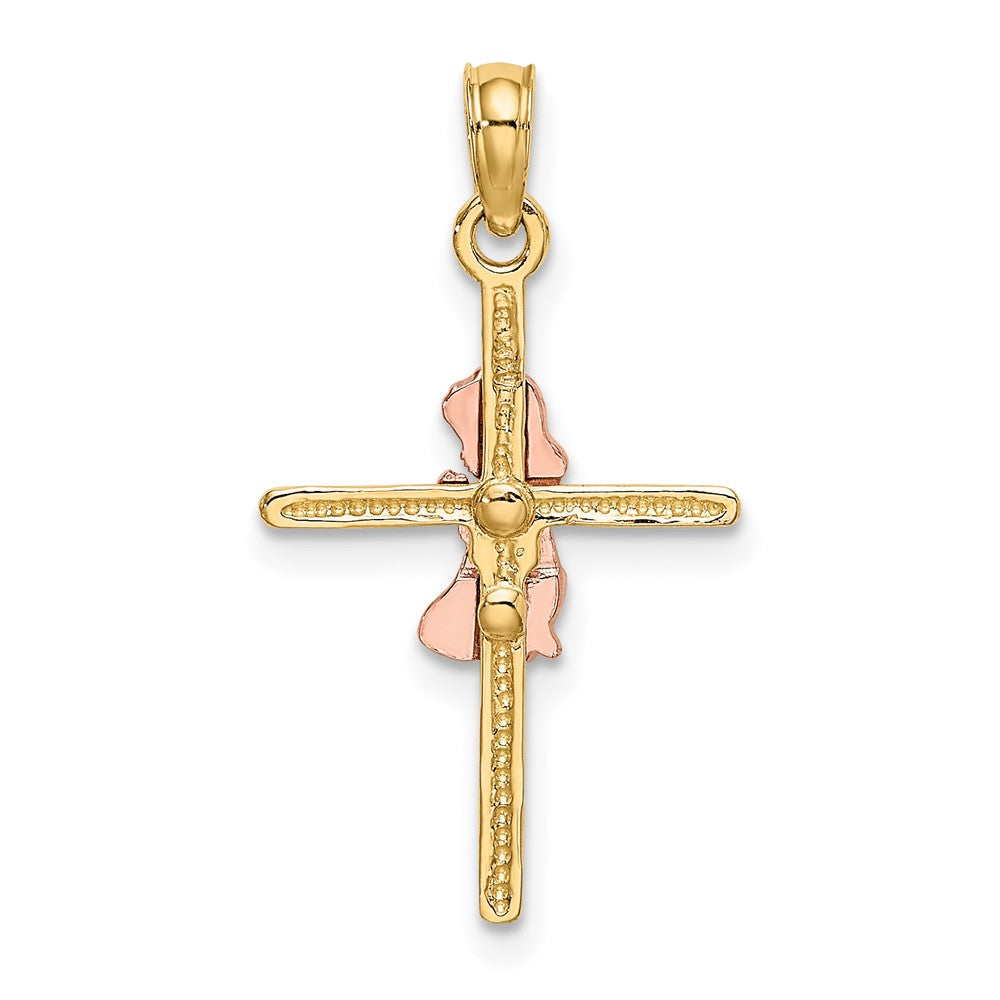10k Two-tone 14.3 mm Two-Tone 2-D Girl On Cross Charm
