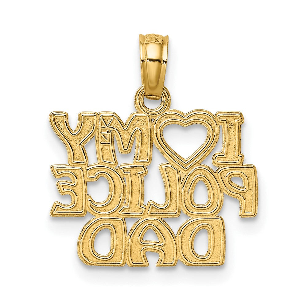 10k Yellow Gold 15.35 mm I HEART MY POLICE DAD Charm (0.81 grams)