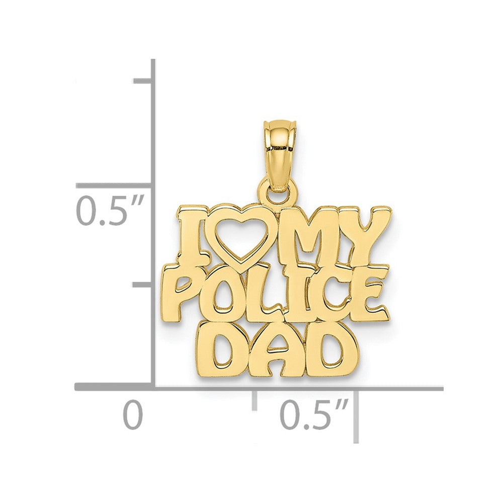 10k Yellow Gold 15.35 mm I HEART MY POLICE DAD Charm (0.81 grams)