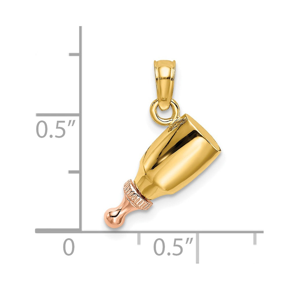 10k Two-tone 11.5 mm Two-Tone Baby Bottle Charm (0.74 grams)