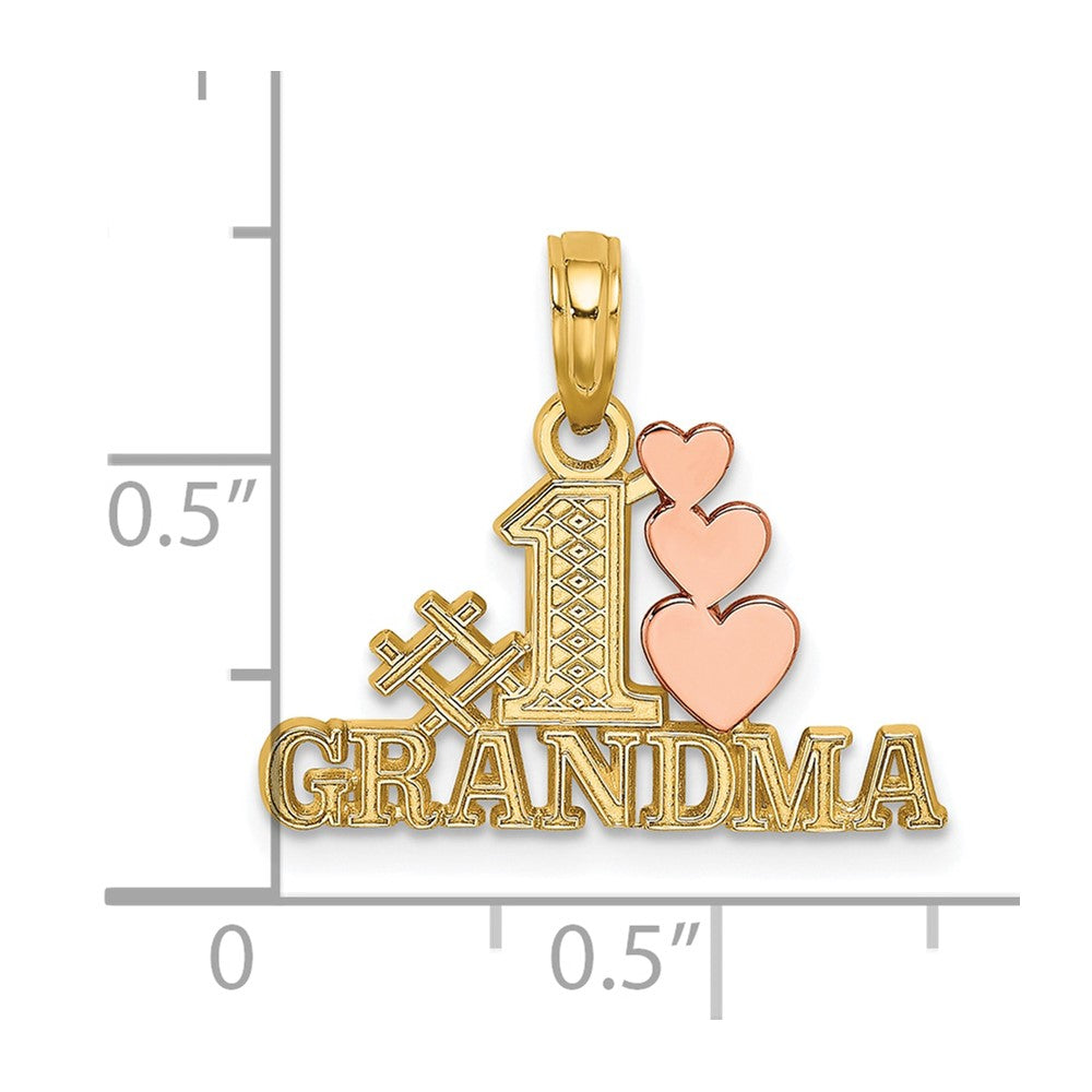 10k Two-tone 20.5 mm Two-Tone #1 GRANDMA w/ Three Hearts Charm (0.75 grams)