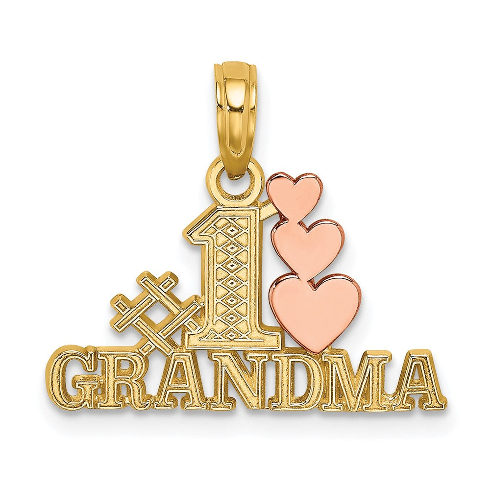 10k Two-tone 20.5 mm Two-Tone #1 GRANDMA w/ Three Hearts Charm (0.75 grams)